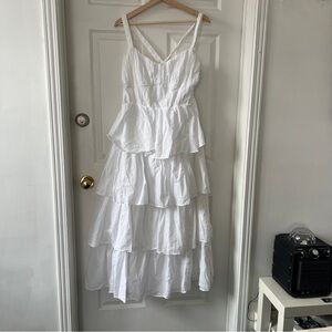 Flowy White Tiered Dress